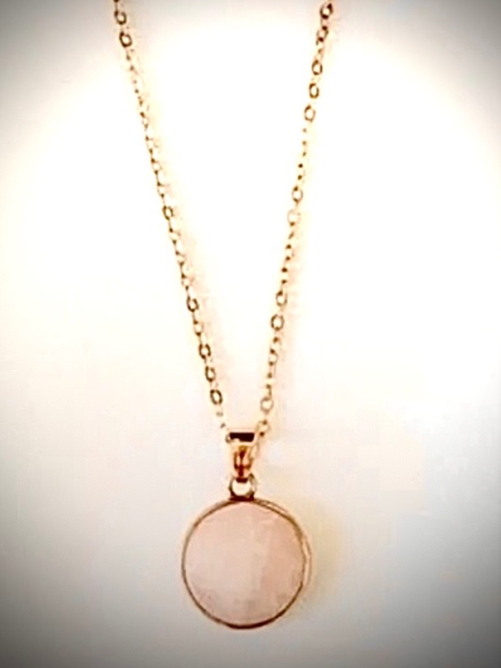 New Sanctuary Necklace 14K Gold Dipped Serenity Faceted Rose Quartz Pink Gem
